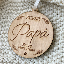 Load image into Gallery viewer, Pallina di Natale "SUPER" in legno Personalizzata