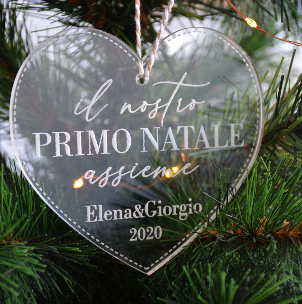 Cuore Il nostro primo Natale insieme personalizzato con nomi, in legno o plexiglass