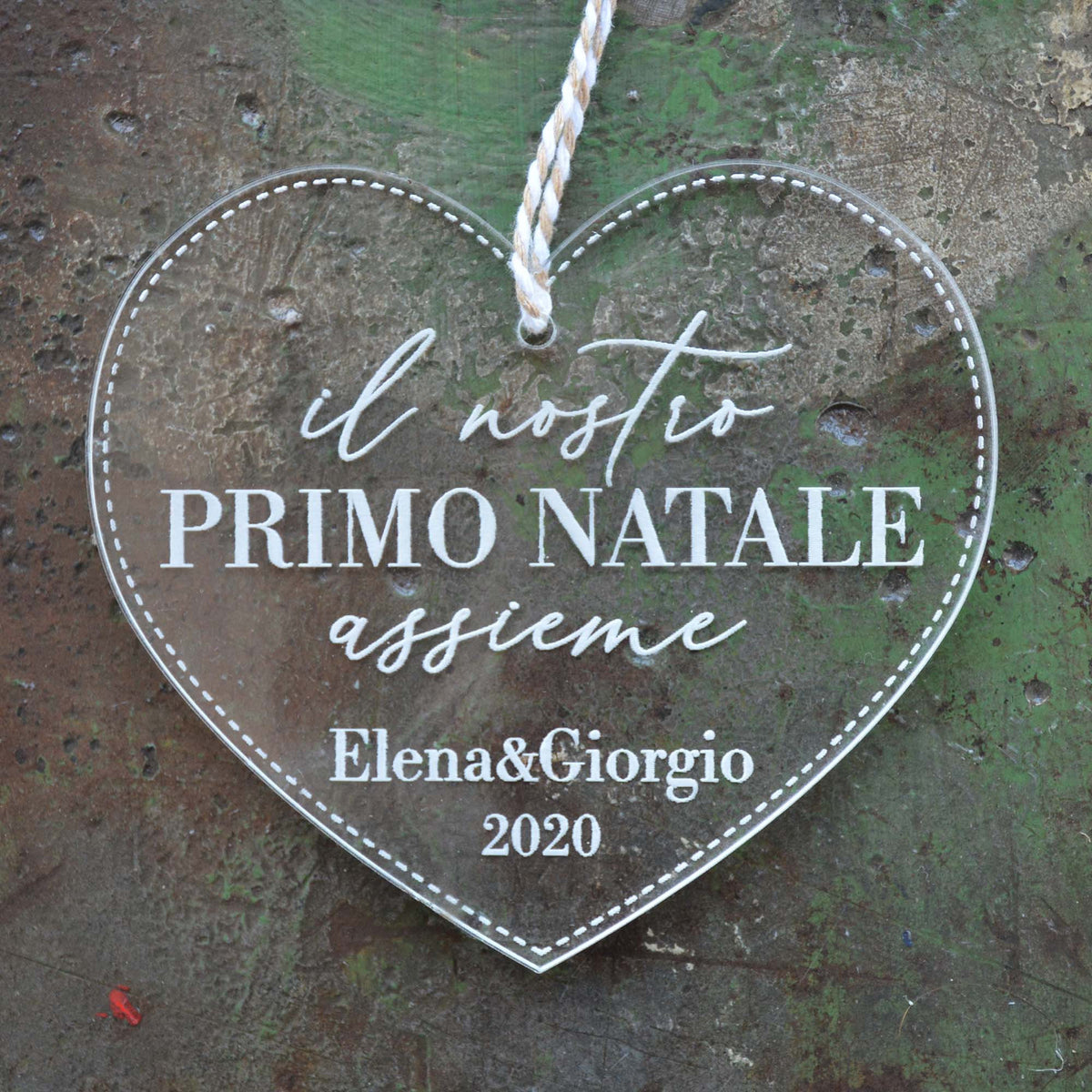Cuore Il nostro primo Natale insieme personalizzato con nomi, in legno o plexiglass